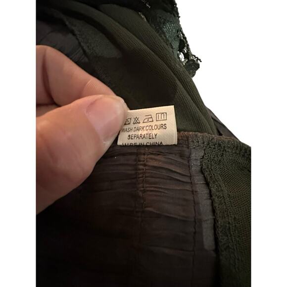 Cache Women's Green Cotton Blend Fringe Detail Midi Skirt Size 8 - Picture 7 of 9